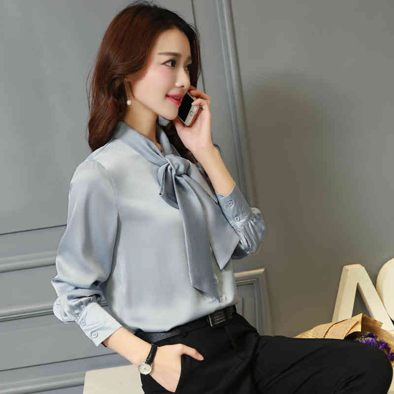 fashion woman blouses long sleeve bow collar office ladies plsu size women tops chiffon shirts 2198 50 210506