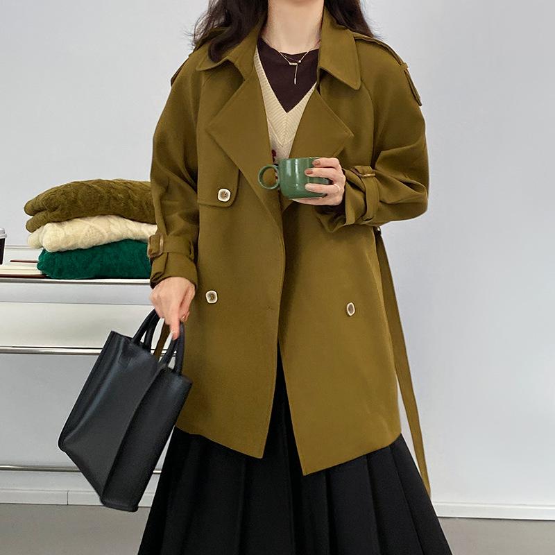 Women's Trench Coats Korean Temperament Lace-up Lapel Double-breasted Coat Jacket Female 2021 Ladies Fashion Autumn Casual Slimming, Tan;black
Women's Trench Coats Korean Temperament Lace-up Lapel Double-breasted Coat Jacket Female 2021 Ladies Fashion Autumn Casual Slimming, Tan;black