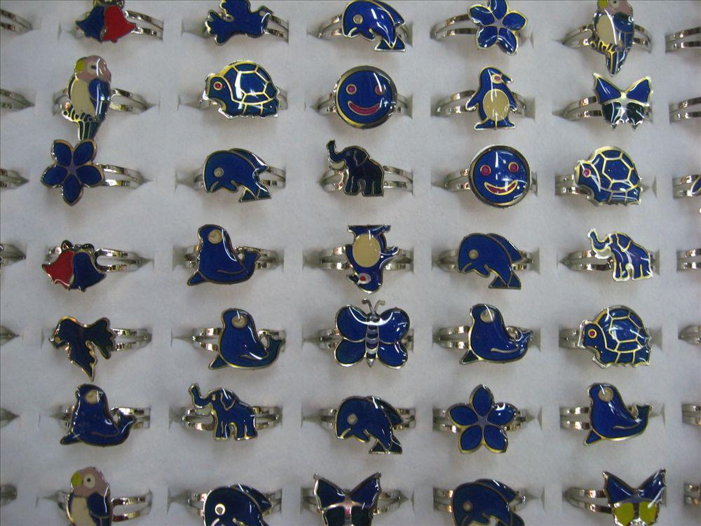mood temperature sensing mood ring alloy cartoon open mouth mood ring mix style 100pcslot