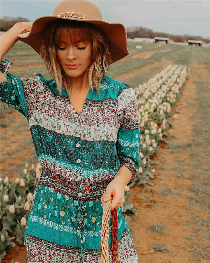 Arrivals Beach Cover up Rayon Print Swimwear Ladies Saida de Praia Long Dress Tunic Women Kaftan Robe Plage #Q135 210420