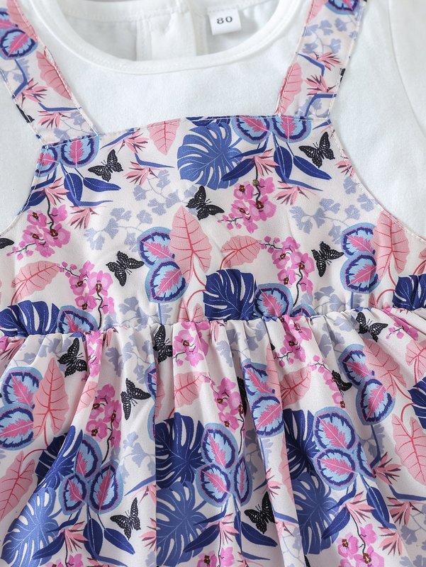 Baby Butterfly & Tropical Print 2 In 1 Dress SHE