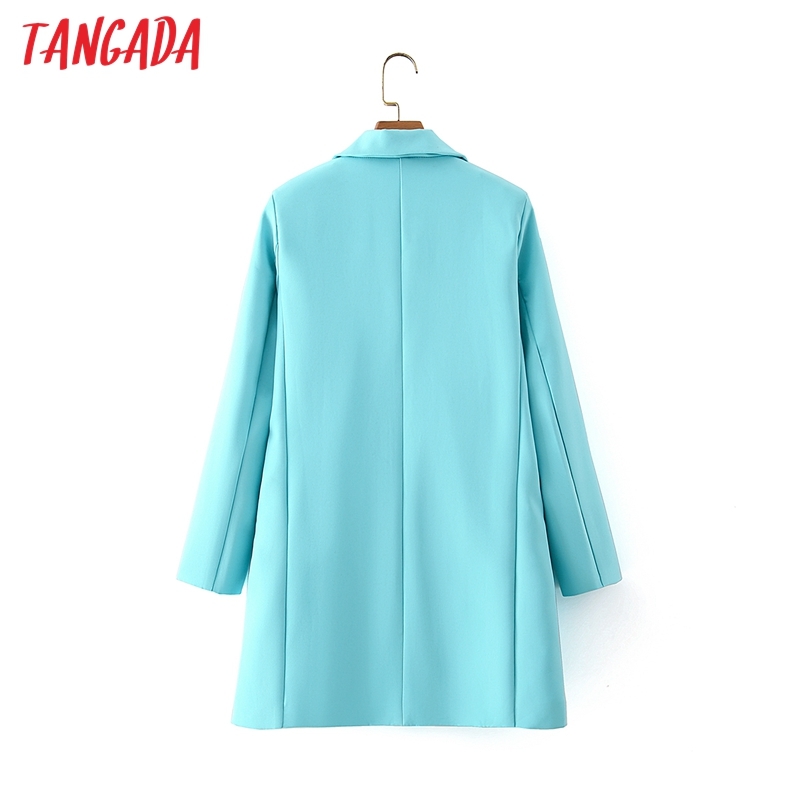 Women Office Blazer Coat Vintage Notched Collar Pocket Fashion Female Work Chic Tops DA39 210416
