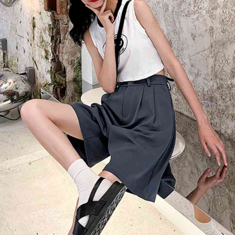 Spring Summer Fashion High Waist Women Shorts Casual Half- Length Sashes Belted Loose Pockets Streetwear 210603, Black
Spring Summer Fashion High Waist Women Shorts Casual Half- Length Sashes Belted Loose Pockets Streetwear 210603, Black