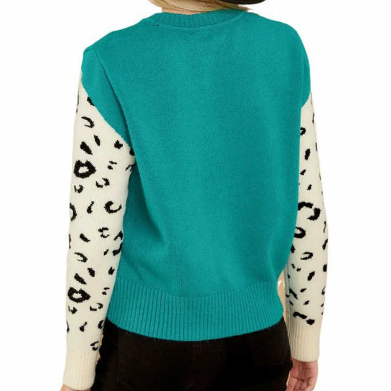 Autumn Winter Leopard Women Sweater Oversize Knitwear Womens Pullovers s Green Casual Female Knitted Jumper 210604
