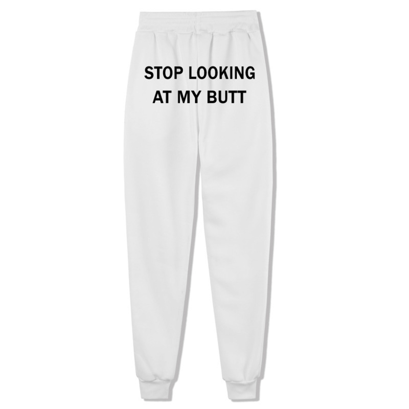 Women's Funny Straight Pants "Stop Looking At My Butt" Letter Printed Sweatpants Autumn Fashion Casual Sports Trousers 210515