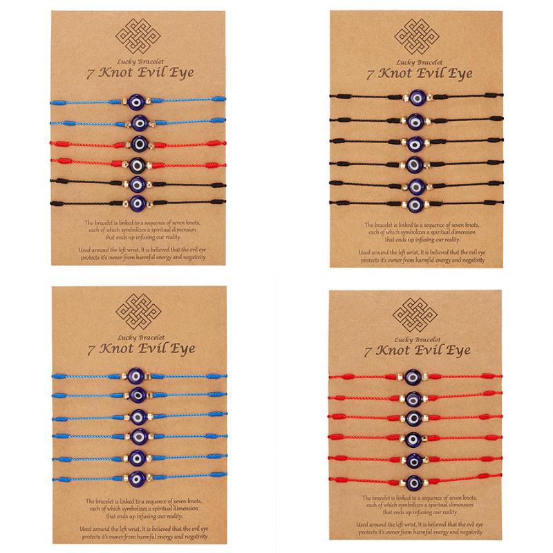 Charm Bracelets 6pcs/set Hand Braided Lucky Red Rope Women Blue 7 Knots Round Beads Bracelet Fashion Friendship Jewelry
Charm Bracelets 6pcs/set Hand Braided Lucky Red Rope Women Blue 7 Knots Round Beads Bracelet Fashion Friendship Jewelry