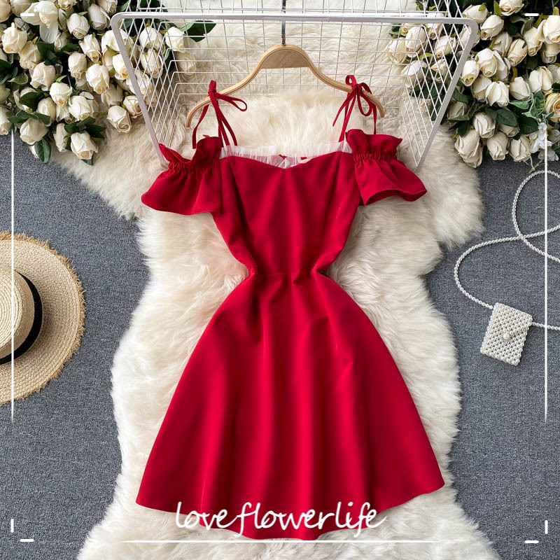LoveFlowerLife Summer Sweet Slash Neck Dress A Line Solid Sexy Pullover High Waist Knee-Length Women Dresses 210521, Red
LoveFlowerLife Summer Sweet Slash Neck Dress A Line Solid Sexy Pullover High Waist Knee-Length Women Dresses 210521, Red