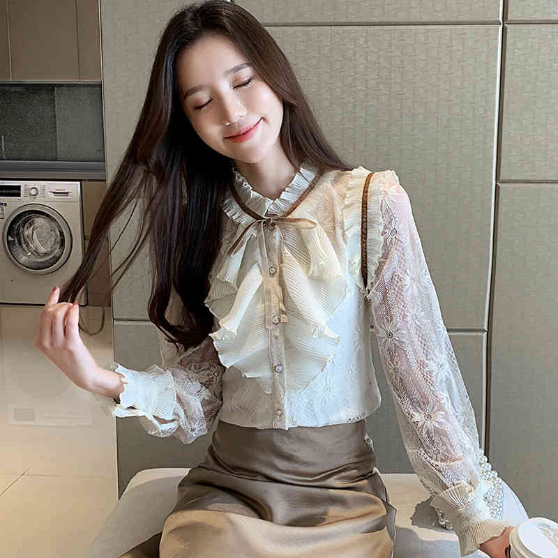 blusas mujer de moda womens tops and blouses korean fashion clothing chiffon shirts dames lange mouwen 7090 50 210427