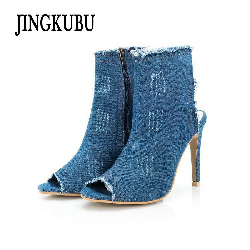 Fashion Summer Women Ladies Fish Mouth Zip Super High Heel Open Toes Wedge Denim Blue Sandals Shoes N-18, Black
Fashion Summer Women Ladies Fish Mouth Zip Super High Heel Open Toes Wedge Denim Blue Sandals Shoes N-18, Black