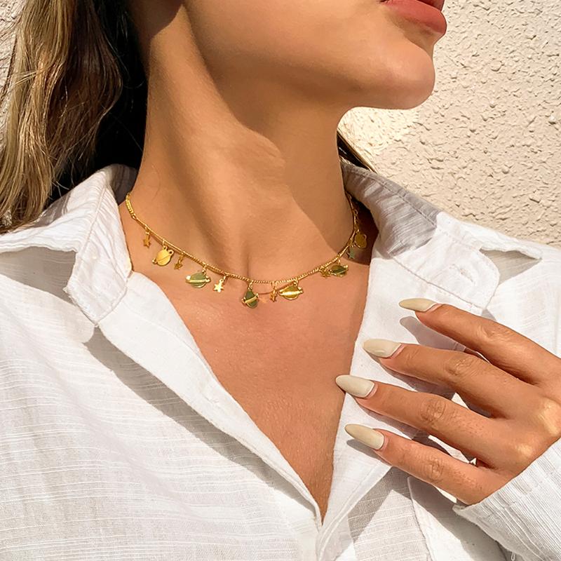 Chains Creativity Planet Charms Tassel Choker Necklace Tiny Heart Star Clavicle Space Jewelry Baroque Imitation Pearl Necklaces, Silver
Chains Creativity Planet Charms Tassel Choker Necklace Tiny Heart Star Clavicle Space Jewelry Baroque Imitation Pearl Necklaces, Silver