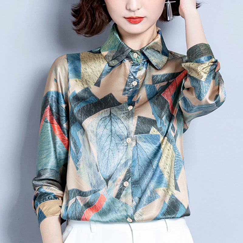 Womens And Blouses Long Sleeve Tops OL Chiffon Blouse Shirts Korean Top Button Printing Floral Blusas Feminias 7921 50 210415