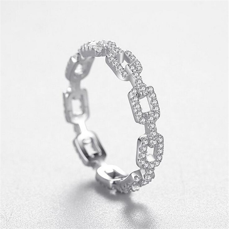 Ins Top Sell Sweet Cute Simple Fashion Luxury Jewelry Real 100% 925 Sterling Silver Pave White Sapphire Party Eternity CZ Diamond Women Wedding Chain 