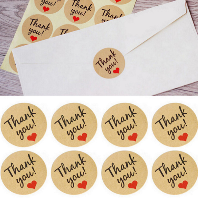 

3.5cm Kraft Paper Thank You Sticker Round Wishing Bottle Card Tags Crafts Wedding Decoration DIY Party Supplies Adhesive Tag BH4796 TQQ