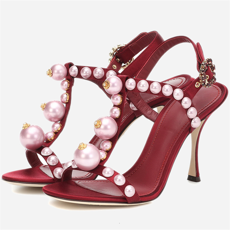 Sandals Elegant Wine Red Summer Formal Shoes Pearl Decor Party Women T-strap Open Toe Ladies High Heels IQMC
Sandals Elegant Wine Red Summer Formal Shoes Pearl Decor Party Women T-strap Open Toe Ladies High Heels IQMC
