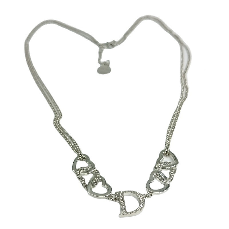 d Family's Medieval Exquisite Inlaid Double-layer Chain Love Letter Women's Necklace Fashion Girl Earrings