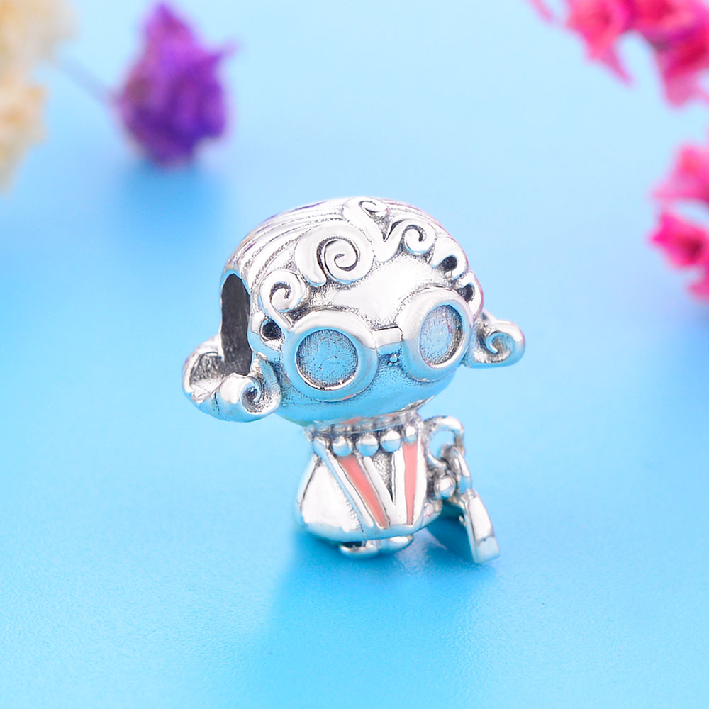 Fit Original Brand Charm Bracelet 925 Sterling Silver Grandpa Grandma Glasses Orange Enamel Handbag Bow Beads For Making Berloque