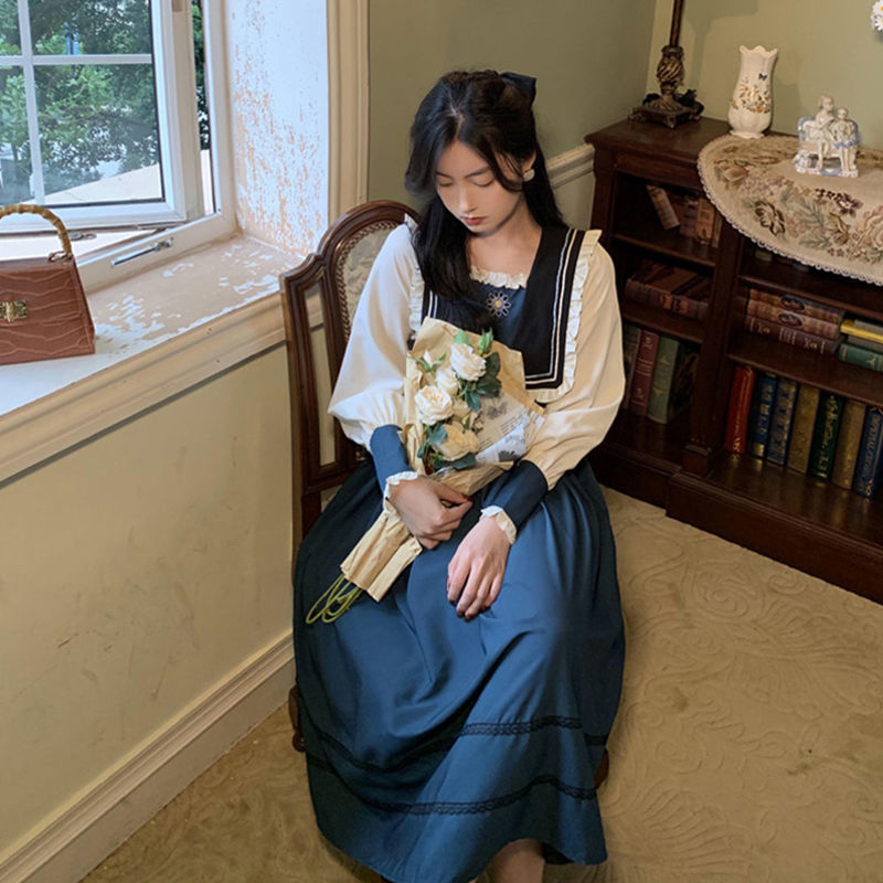 French Elegant Vintage Dress Women Casual Elegant Retro Dress Female Puffer Sleeve Spring Kawaii Dress Korean 210521