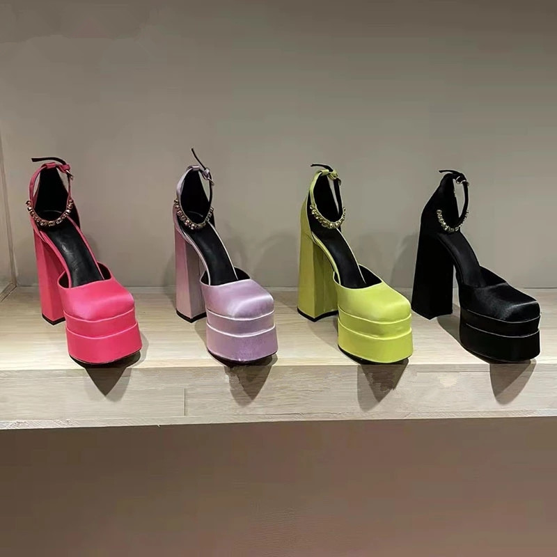 Designer Platform Sandals Women Square Toe Satin Chunky Heels Crystal Shoes Woman Thick Sole Super High Heel Female Pumps Party Shoe, Red
Designer Platform Sandals Women Square Toe Satin Chunky Heels Crystal Shoes Woman Thick Sole Super High Heel Female Pumps Party Shoe, Red