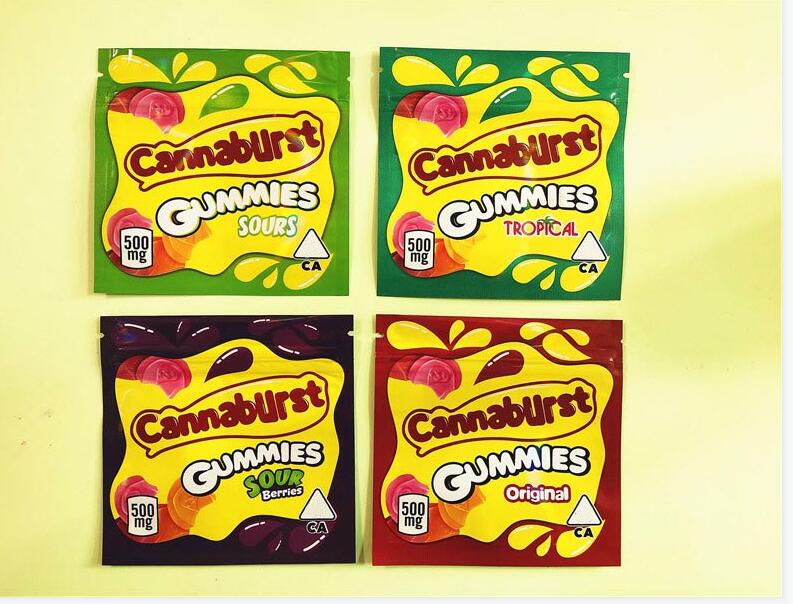 4 types 500mg Cannaburst packaging bags empty edible gummmies package bag smell proof resealable zipper pouch packages candy mylar baggies
4 types 500mg Cannaburst packaging bags empty edible gummmies package bag smell proof resealable zipper pouch packages candy mylar baggies