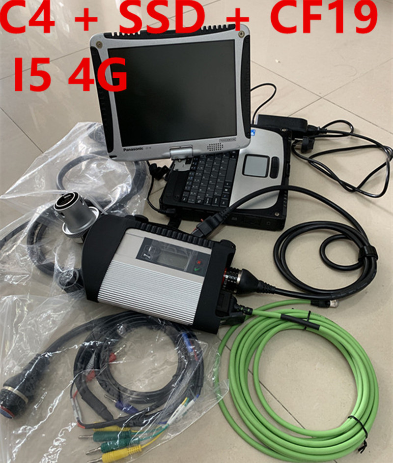 New MB Star C4 car diagnosic scanner with laptop cf19 Ready To Work HDD/ SSD MB Car Diagnostic tool C4 SD connect Vediamo dts