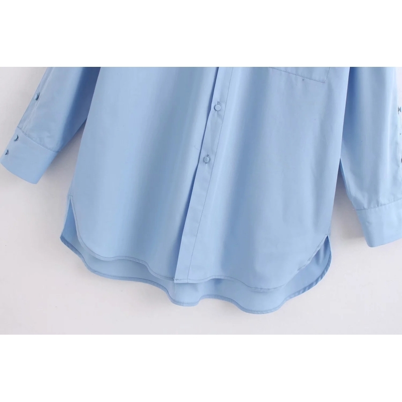 vintage women blue long shirts summer fashion ladies soft linen blouses casual female button shirt girls chic tops 210430