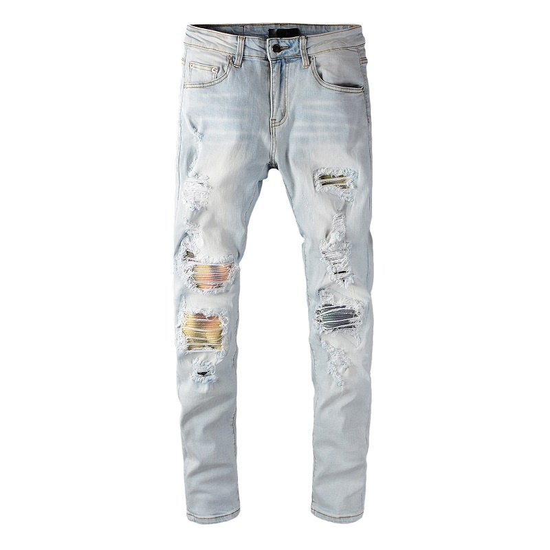 Fashion Desiger Long Slim Jeans High Quality Light Blue Ripped Hole Demin Streetwear Pants for Men
Fashion Desiger Long Slim Jeans High Quality Light Blue Ripped Hole Demin Streetwear Pants for Men