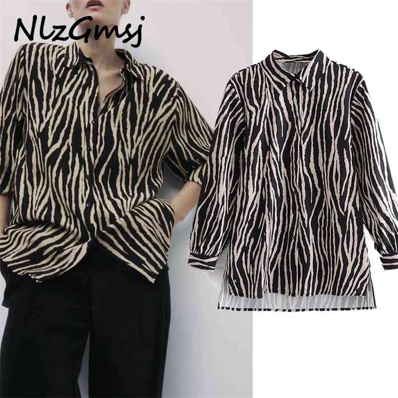 Blouse Women Spring Autumn Ladies Shirt Long Sleeve Vintage Zebra Striped Print Casual 210628, As picture
Blouse Women Spring Autumn Ladies Shirt Long Sleeve Vintage Zebra Striped Print Casual 210628, As picture