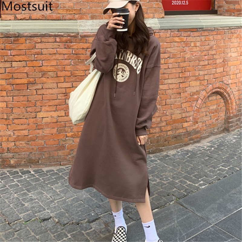 Thick Hooded Printed Long Sweatshirt Dress Women Casual Fashion Warm Full Sleeve Korean Female Dresses Vestidos 210518, Grey
Thick Hooded Printed Long Sweatshirt Dress Women Casual Fashion Warm Full Sleeve Korean Female Dresses Vestidos 210518, Grey