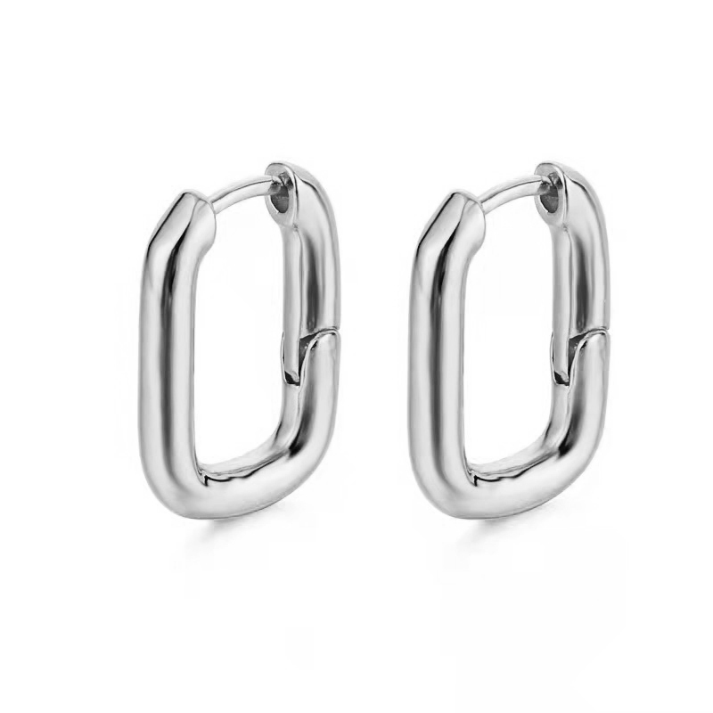 Hoop Earrings U-Shaped Smooth Surface Minimalist Geometry Puncture Small Punk Gold Silver For Women Fine Charm Jewelry