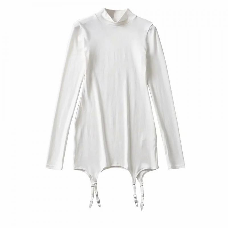 Women Dress Long Sleeve Turtleneck Sexy White Black Coset Dresses Woman Asymmetry Vintage Short Wrap 210513