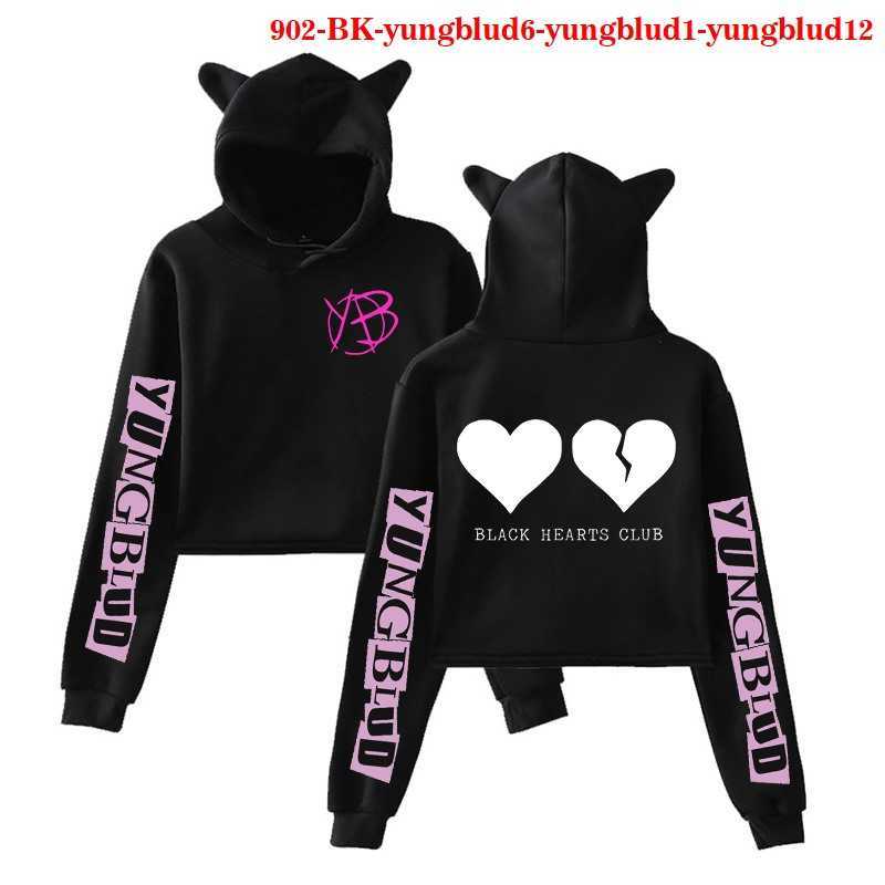 Black Crop Top Sweatshirt Long Sleeve Yungblud Women Hoodies Hooded 90s Girl Streetwear Yungblud Harajuku Hoodie Kpop Hoody 211008