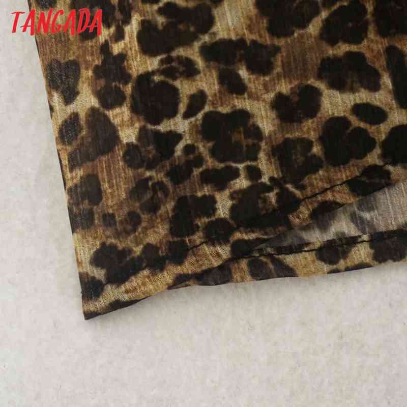 Women Leopard Animal Chiffon Long Sleeve Ladies Vintage Mini Dress Vestidos XN303 210416