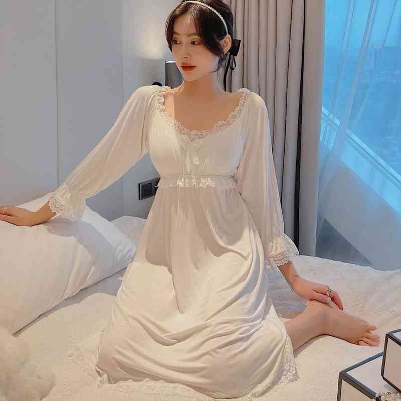 Lace Trim Sleep Dress Women Nightgown Sexy Modal Sleepwear Intimate Lingerie Nightwear Home Dressing Gown Lounge Robe Wear, Black;red
Lace Trim Sleep Dress Women Nightgown Sexy Modal Sleepwear Intimate Lingerie Nightwear Home Dressing Gown Lounge Robe Wear, Black;red
