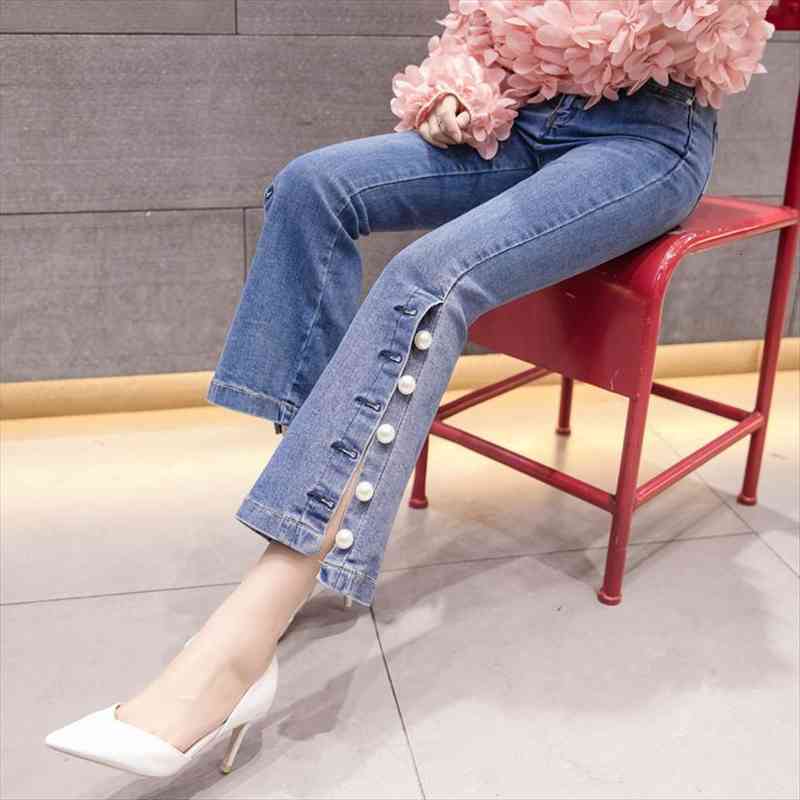spring summer blue side stripe jeans female beaded nine points micro bell trousers slim stretch flare denim pants s~2xl
spring summer blue side stripe jeans female beaded nine points micro bell trousers slim stretch flare denim pants s~2xl