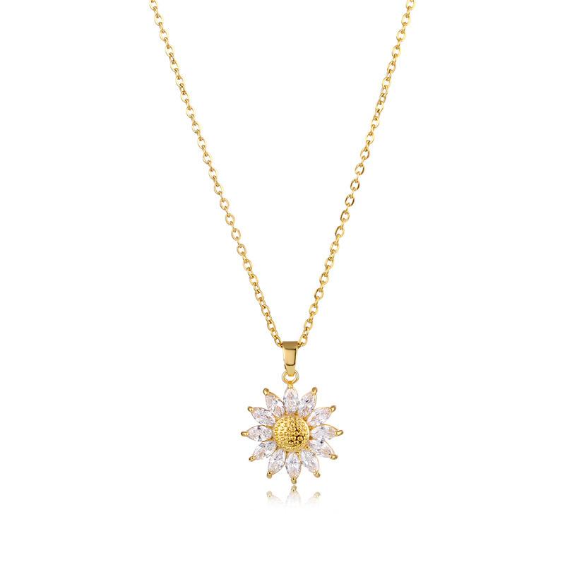 Pendant Necklaces Jewellery European Sunflower Women's Design Gold Titanium Steel Mesh Zircon Clavicle For Women Girls
Pendant Necklaces Jewellery European Sunflower Women's Design Gold Titanium Steel Mesh Zircon Clavicle For Women Girls
