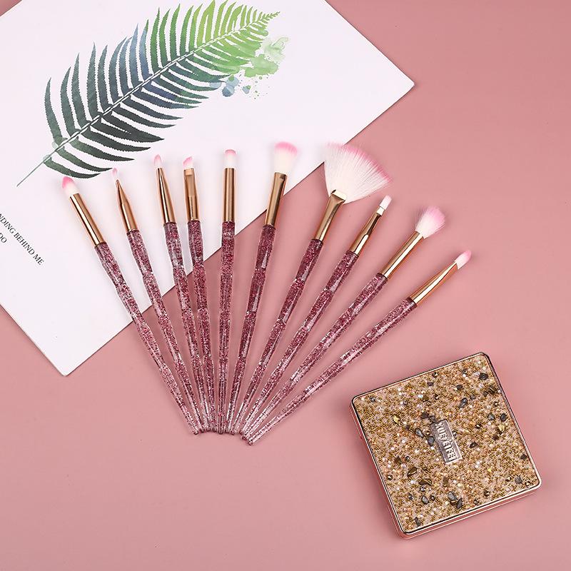 Makeup Brushes 10Pcs/Set Crystal Set Eye Cosmetic Powder Foundation Shadow Cosmetics Professional Make Up Brush
