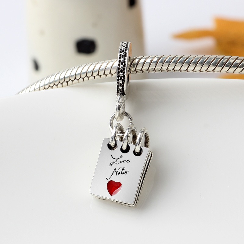 Fits Bracelets 20pcs Love Note Enamel Pendant Charms Beads Silver Charms Bead For Women Diy European Necklace Jewelry