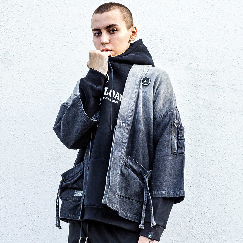men's hoodies & sweatshirts japanese kimono gradient jacket color male hip hop denim streetwear harajuku cardigan-style jean vintage j2, Black
men's hoodies & sweatshirts japanese kimono gradient jacket color male hip hop denim streetwear harajuku cardigan-style jean vintage j2, Black