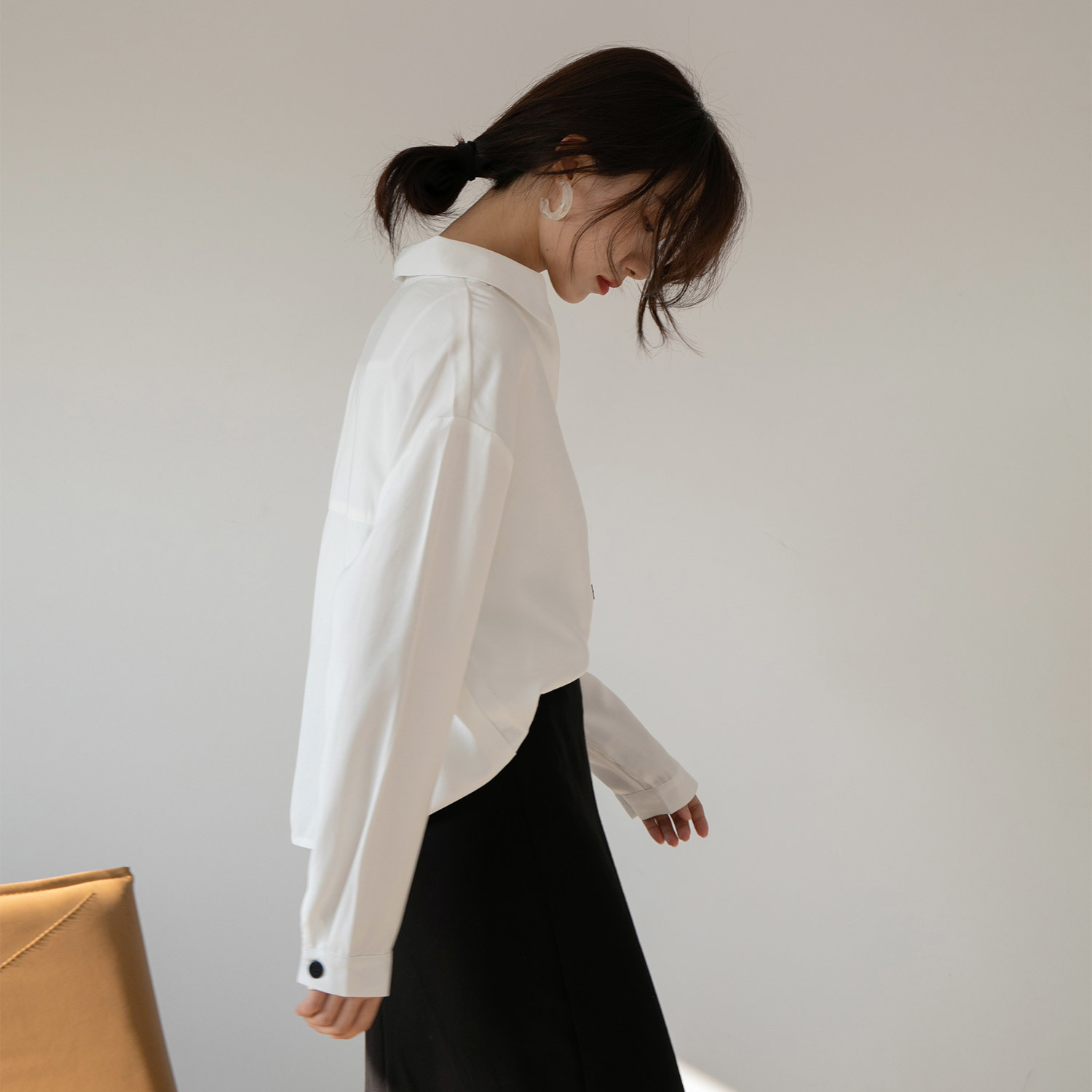 White Button Down Shirt For Women Blouse Black Long Sleeve Casual Top Female Korean Blouses s 210427