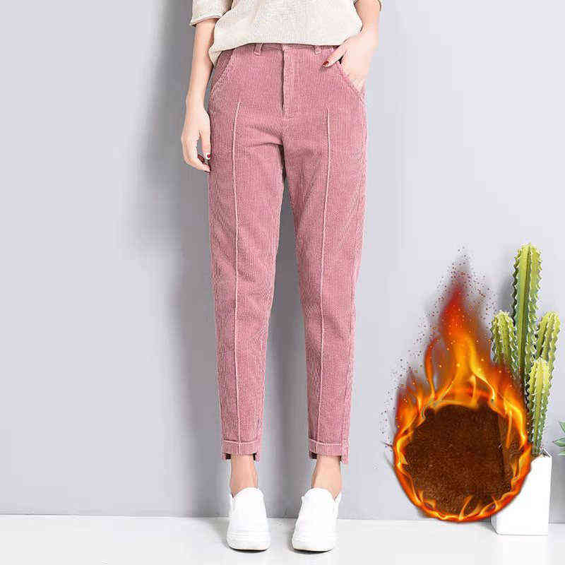 High Quality Fashion Autumn Winter Women Corduroy Pants Straight Streetwear Trousers s Waist Female Student 211215