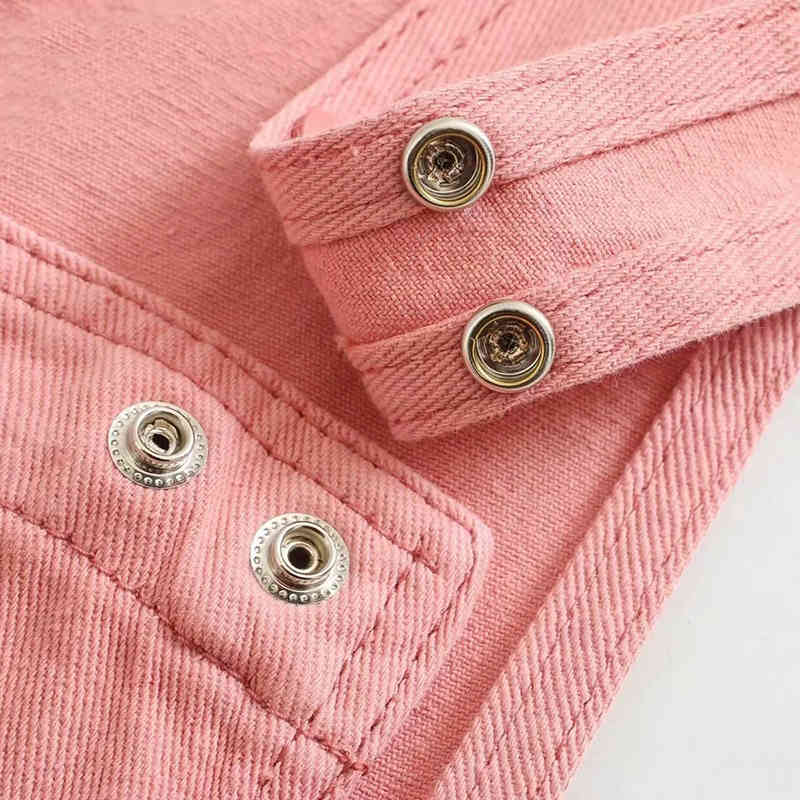 Solid Retro Holes Jumpsuit Women Summer Pink Color Pockets Loose Jump Suit Lady Casual Long Length Jumpsuits Female 210515