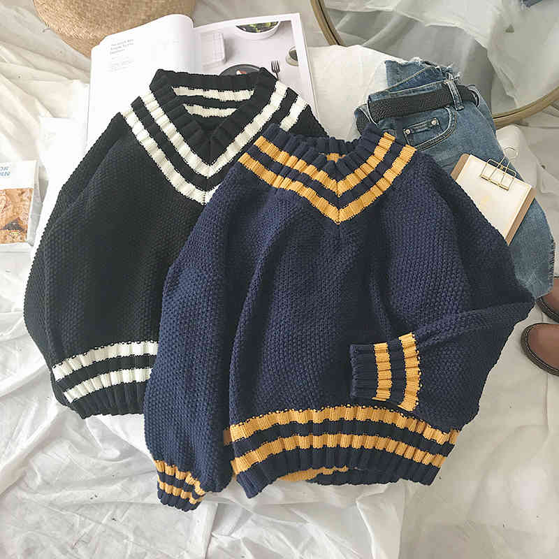 Women's Sweaters Vintage female sweater with v-neck cleavage, striped jacket in blue knitted harajuku for autumn and winter TXOH, 1# shoe box
Women's Sweaters Vintage female sweater with v-neck cleavage, striped jacket in blue knitted harajuku for autumn and winter TXOH, 1# shoe box