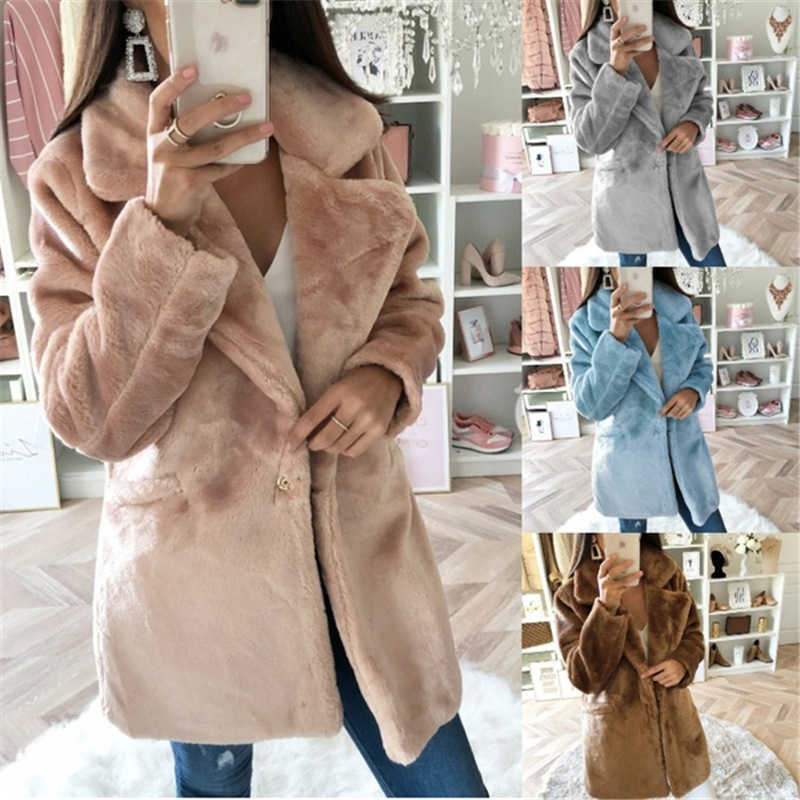 Winter Faux Fur Coat Women Elegant Solid Turn Down Collar Plush Jacket Button Pocket Loose Warm Fake Lady Casual 210526, Blue
Winter Faux Fur Coat Women Elegant Solid Turn Down Collar Plush Jacket Button Pocket Loose Warm Fake Lady Casual 210526, Blue