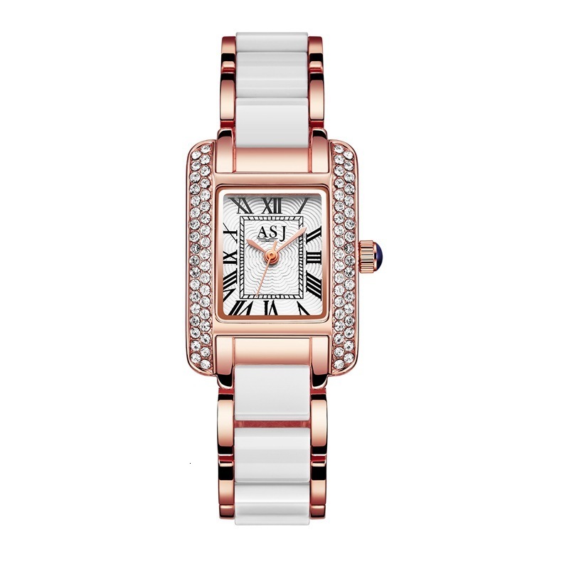 Wristwatches ASJ diamond set waterproof leisure fashion quartz ceramic women's watch B110, White
Wristwatches ASJ diamond set waterproof leisure fashion quartz ceramic women's watch B110, White