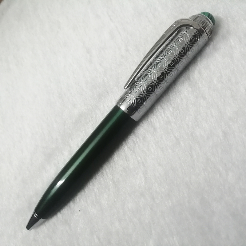 dark green pen holder silver cap with text logo dent copper coin pattern streamline jewel French brand pens gift cufflink, As picture show
dark green pen holder silver cap with text logo dent copper coin pattern streamline jewel French brand pens gift cufflink, As picture show
