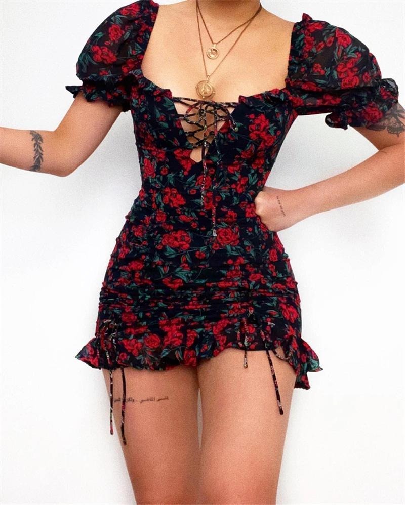 Casual Dresses 2021 Vintage Floral Puff Sleeve Short Ruffles Dress Summer Women Ladies Lace-up Front Square Collar Ruched, Red
Casual Dresses 2021 Vintage Floral Puff Sleeve Short Ruffles Dress Summer Women Ladies Lace-up Front Square Collar Ruched, Red