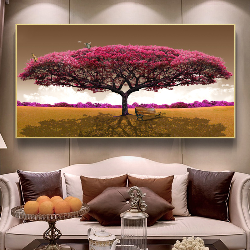 Poster Red Tree Wall Art Canvas Painting Pictures For Living Room Landscape Posters And Prints Canvas Prints Decorative Cuadros