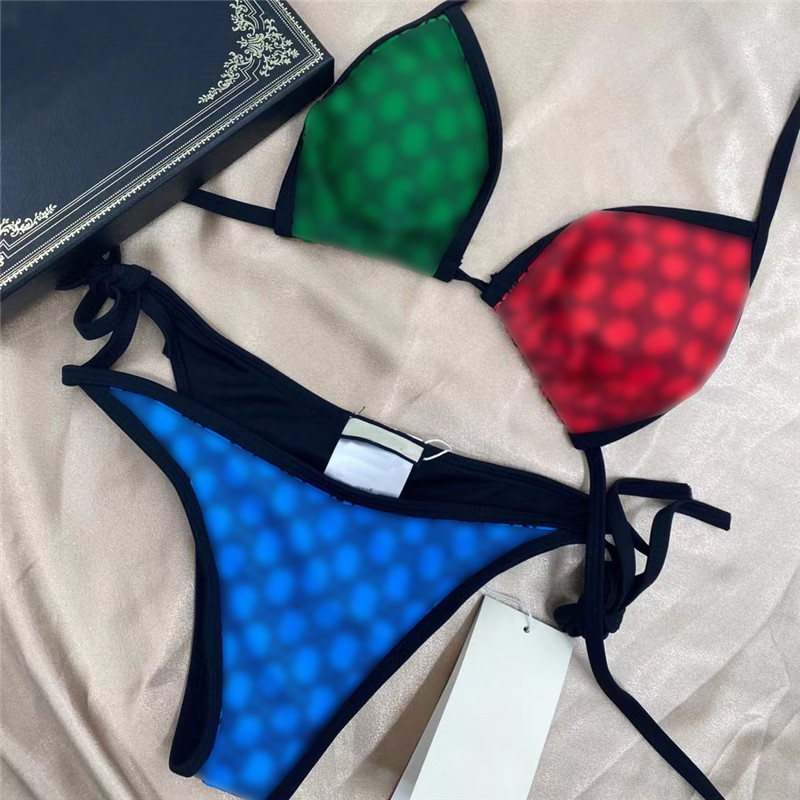 Luxury Letter Printed Bikini Set Rainbow Color Bathing Suit Women Halter Beachwear With Tags For Beach Swimming Surfing Wear, 1#
Luxury Letter Printed Bikini Set Rainbow Color Bathing Suit Women Halter Beachwear With Tags For Beach Swimming Surfing Wear, 1#