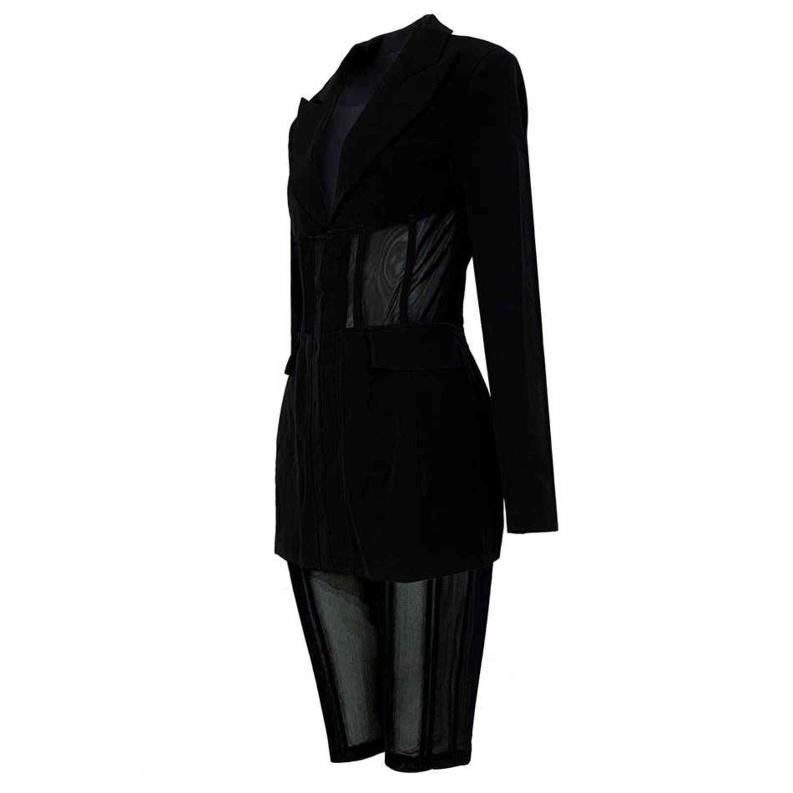 Ciara Amas Inspired Black Suit Set Blazer with Sheer Panels and Leggings 211105