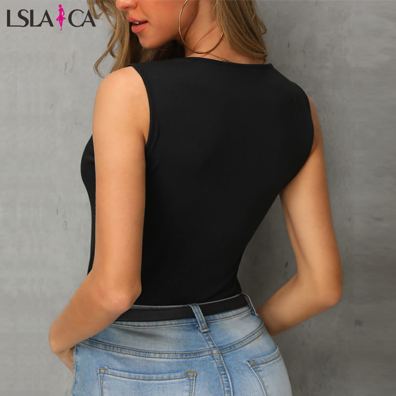 Lslaica women's bottoming shirt black V-neck sleeveless lace stitching sexy elegant sweater female 210520